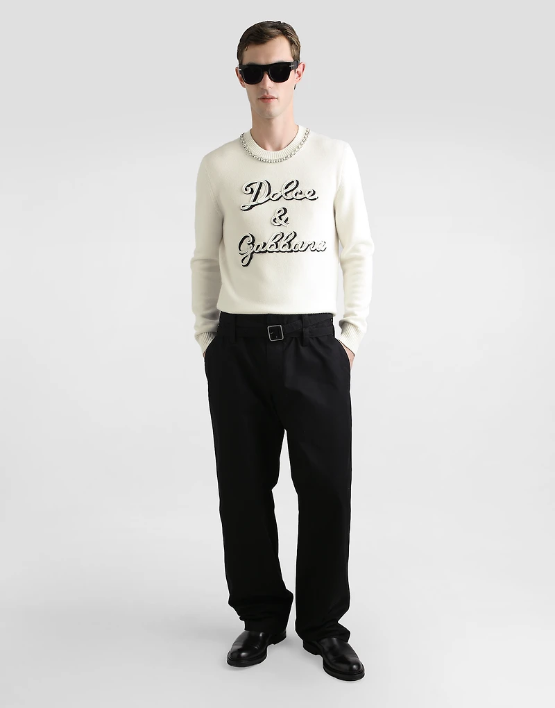 Wool pullover with intarsia