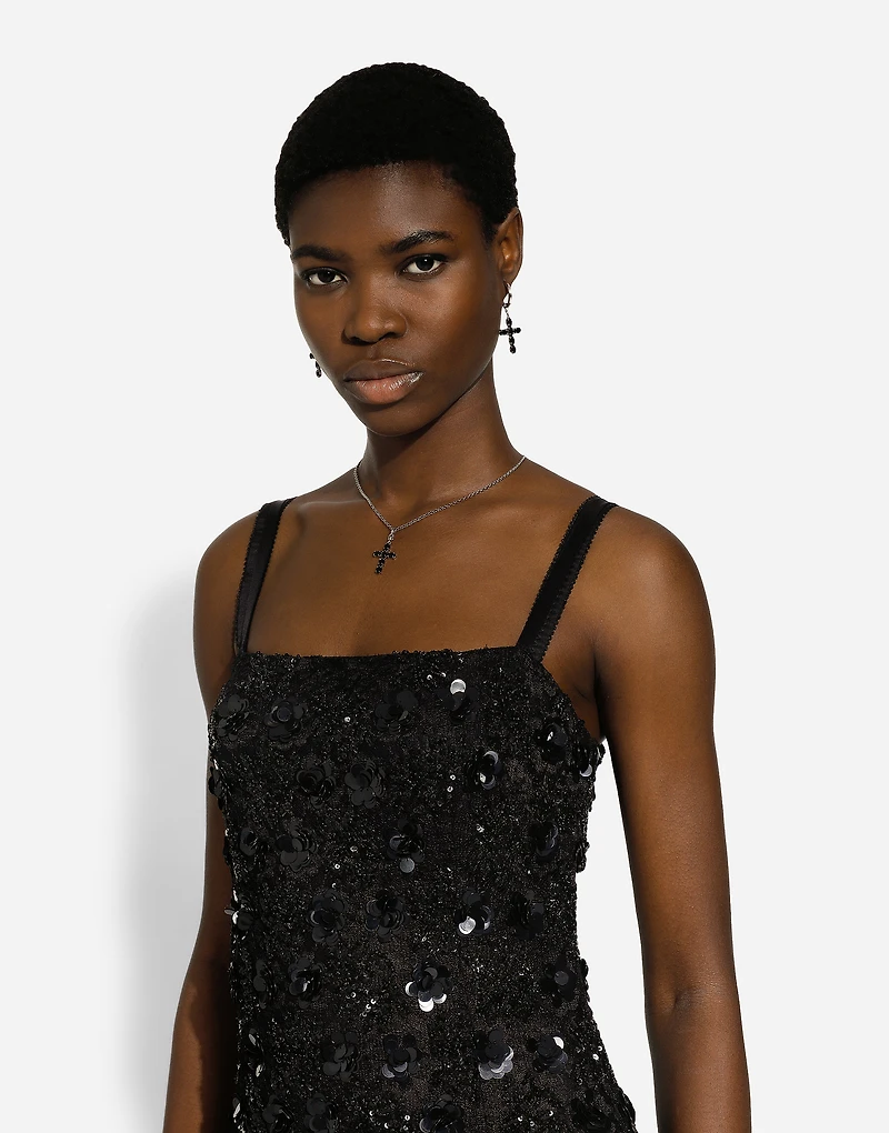 Short dress with sequin embellishment