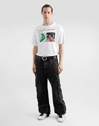 Cotton T-shirt with hand and coffee print