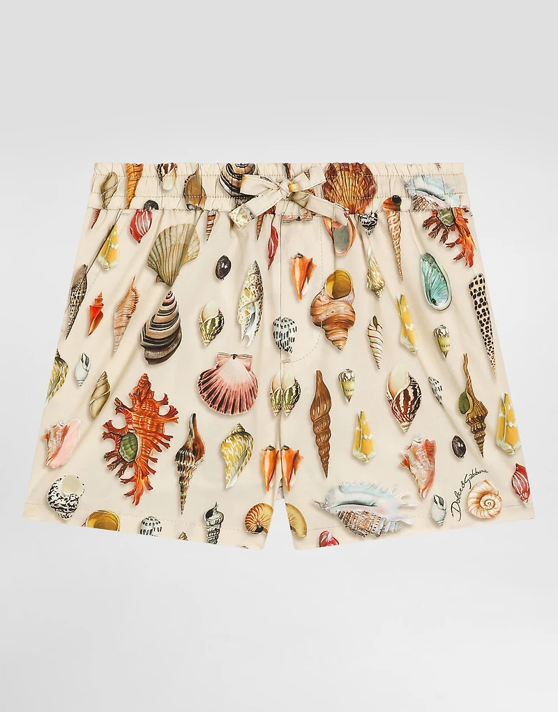 Shell-print poplin bermuda shorts