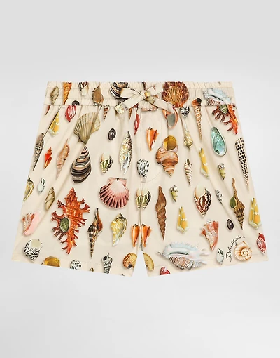 Shell-print poplin bermuda shorts
