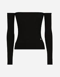 Strapless viscose sweater with muffs