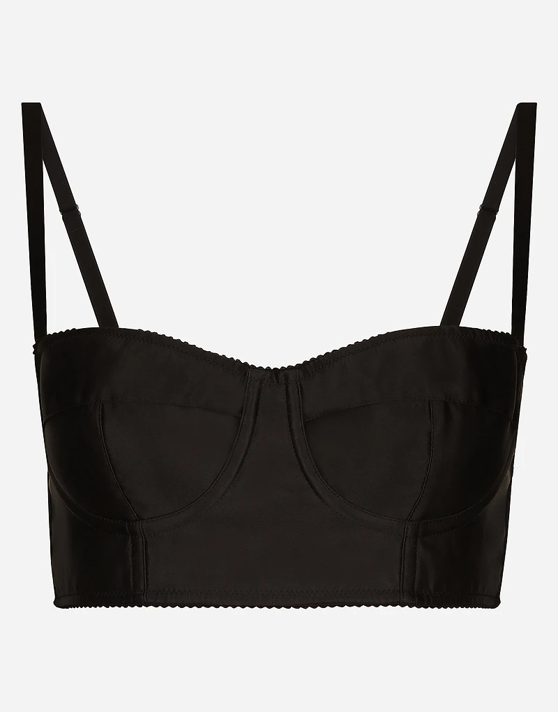 Short satin and marquisette corset