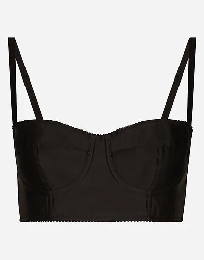 Short satin and marquisette corset