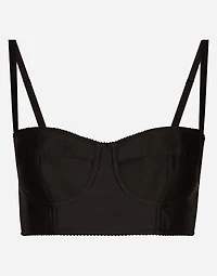 Short satin and marquisette corset