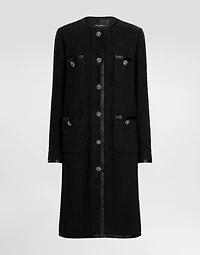 Single-breasted raschel tweed coat