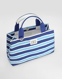 Canvas handbag with striped print