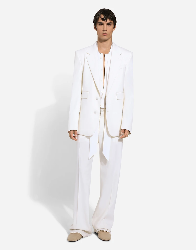 Single-breasted stretch wool Sicilia-fit jacket