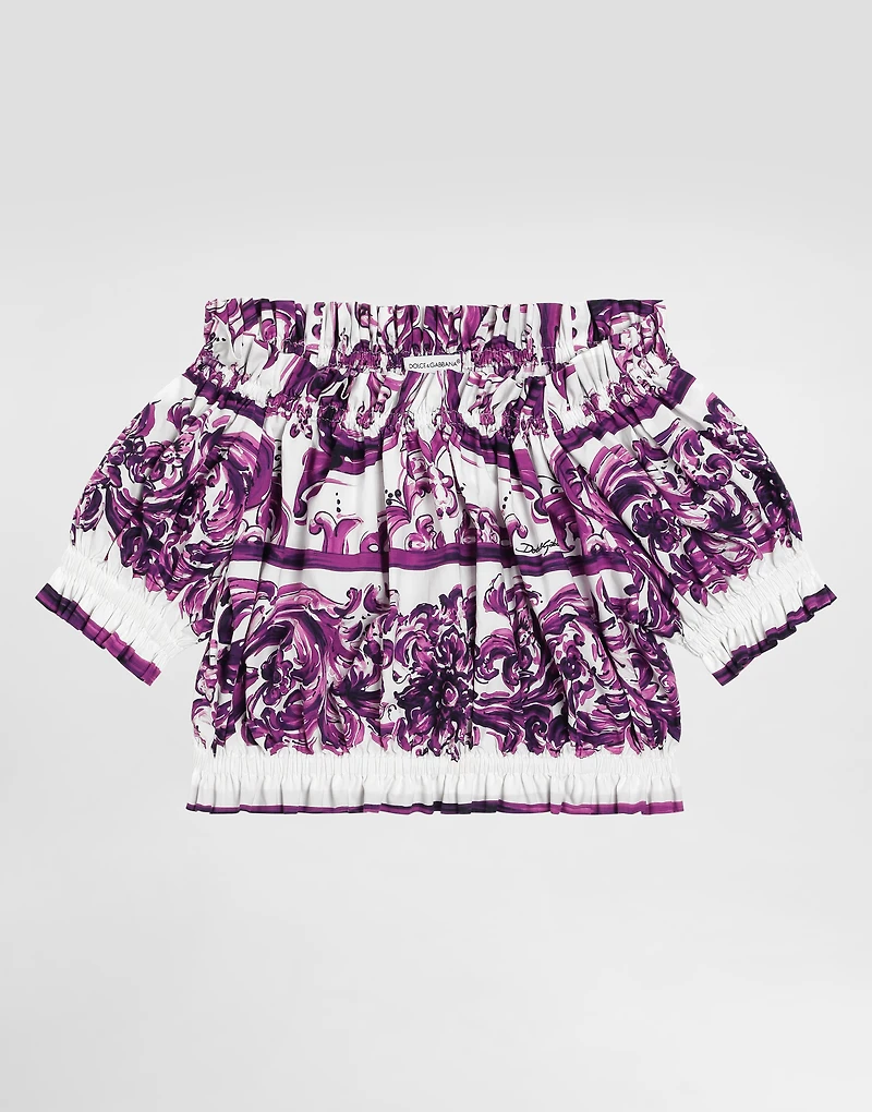 Majolica-print poplin top