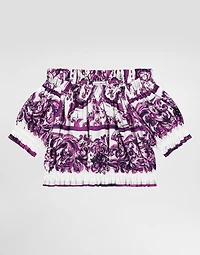 Majolica-print poplin top