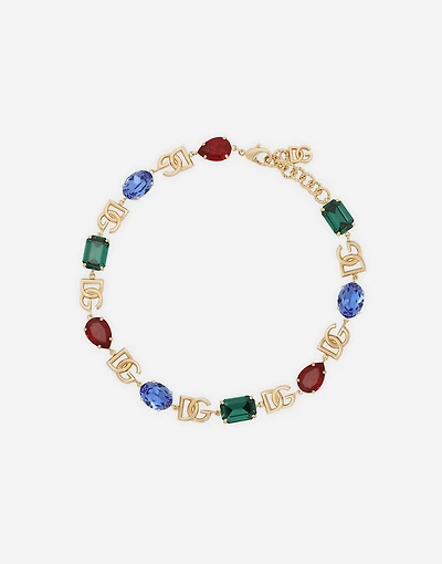 Necklace with DG logo and multi-colored crystals