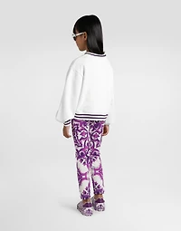 Majolica-print crew neck sweatshirt with dg embroidery