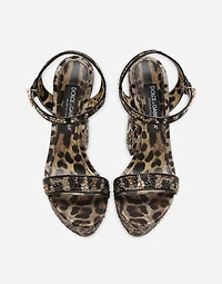 Satin platform sandals with fusible rhinestones