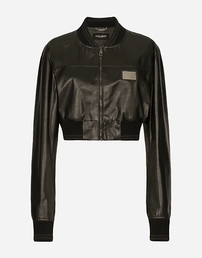 Short nappa leather bomber jacket with Dolce&Gabbana tag
