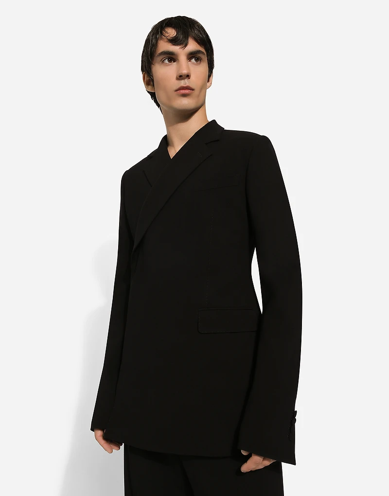 Stretch wool straight-leg pants