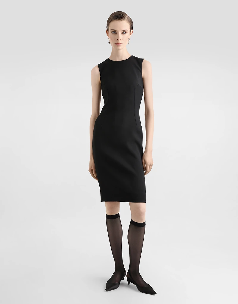 Wool calf-length sheath dress