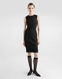 Wool calf-length sheath dress