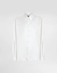 Silk shirt with logo embroidery