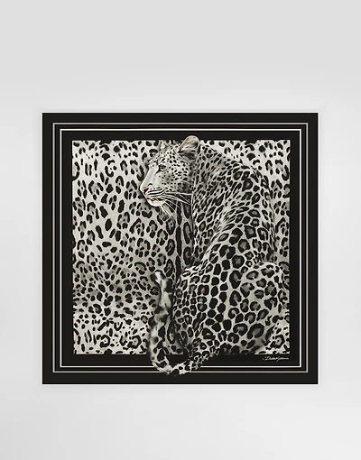 Leopard-print silk twill foulard (70x70)
