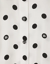 Silk twill shirt with polka-dot print