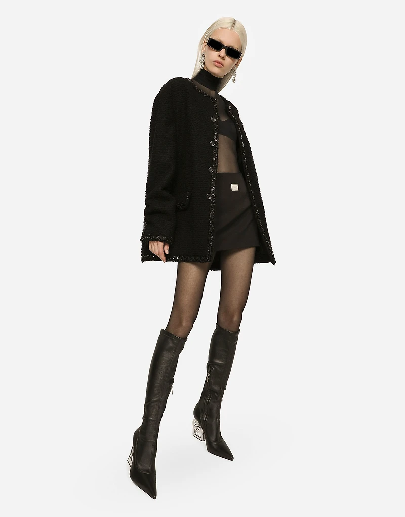 Single-breasted bouclé jacket