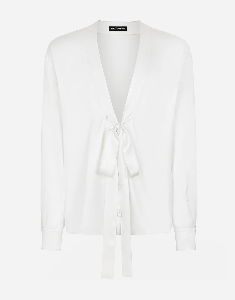 Silk shirt with pussy-bow detail