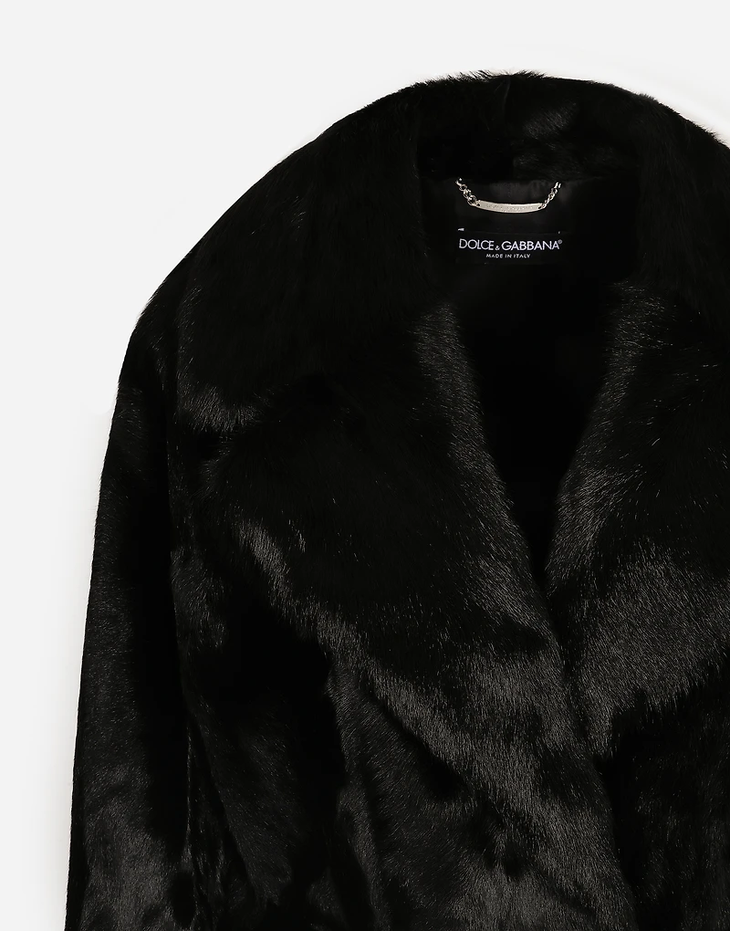 Goatskin coat with belt