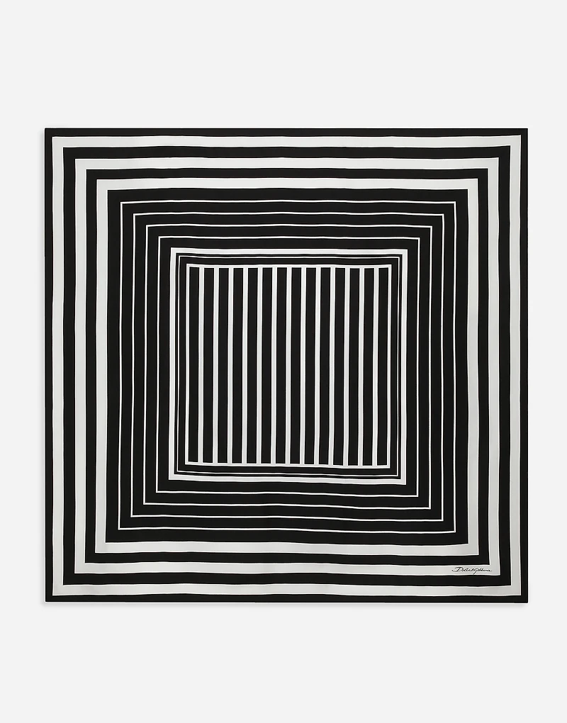 Silk twill scarf with striped print (90x90)
