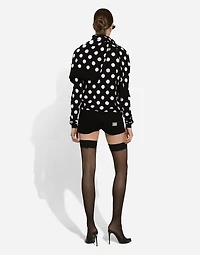 Wool and silk sweater with polka-dot inlay