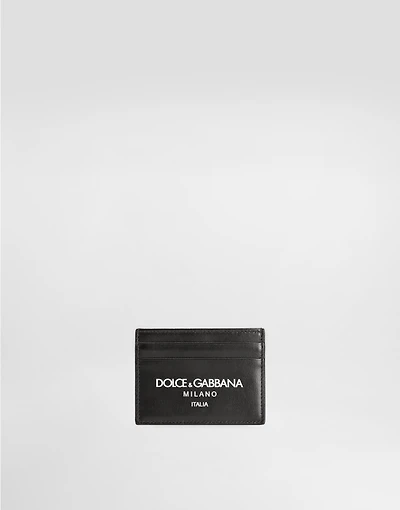 Calfskin card holder with logo