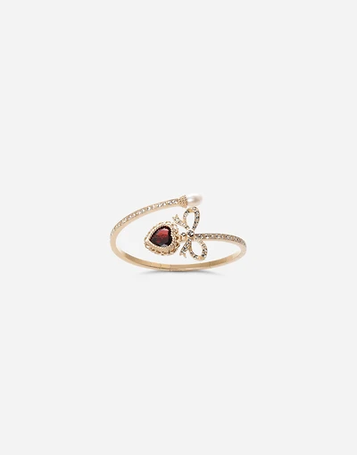 Devotion Bracelet 18 carat yellow gold, rhodolite garnet and sapphires