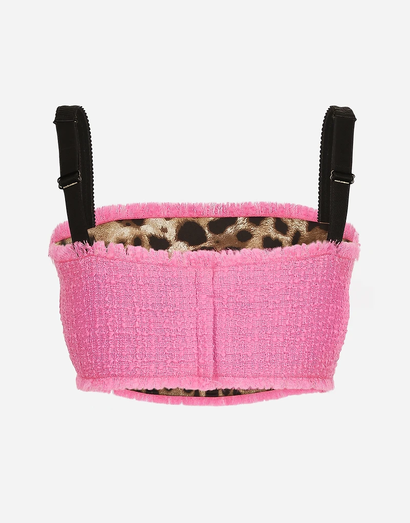 Raschel tweed crop top with straps