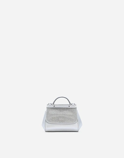 Nappa leather mini Sicily bag with fusible rhinestones