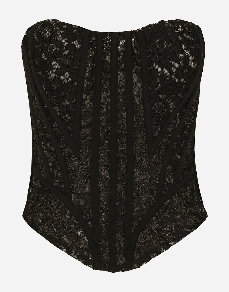 Lace bustier with laces and eyelets