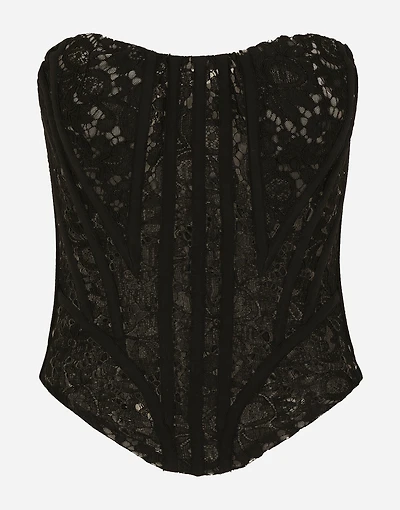 Lace bustier with laces and eyelets