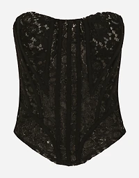 Lace bustier with laces and eyelets