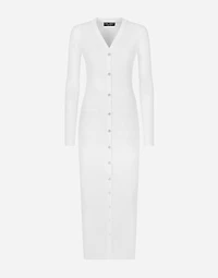 Long ribbed viscose cardigan