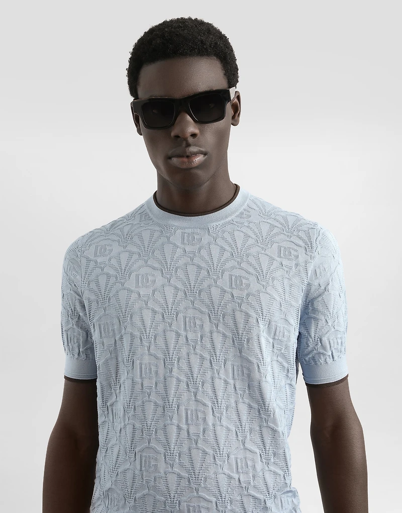 Silk crewneck pullover with logo