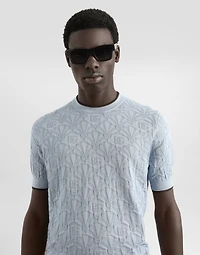 Silk crewneck pullover with logo
