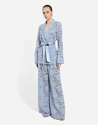 Floral cordonetto lace pajama shirt with DG logo