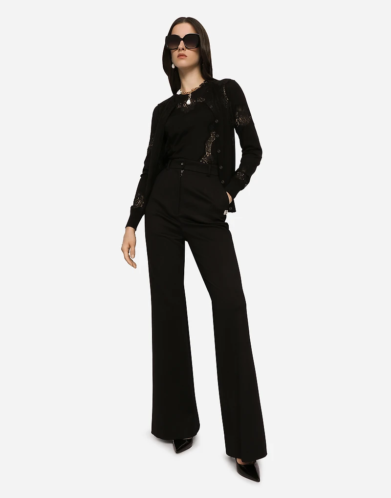 Cashmere and silk cardigan with lace inlay