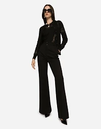 Cashmere and silk cardigan with lace inlay