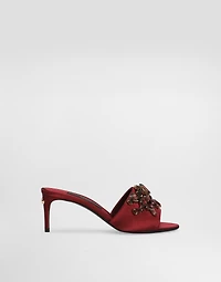 Satin mules with gemstone embellishment