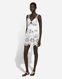 Cotton minidress with straps and cut-out detailing