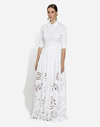 Long cotton circle skirt with cut-out detailing