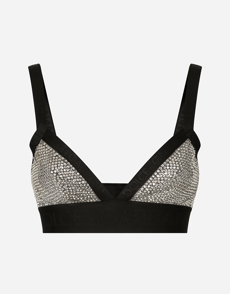 KIM DOLCE&GABBANA Triangle bra with fusible rhinestones