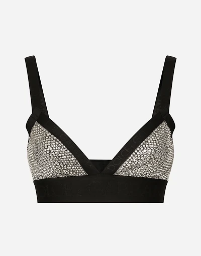 KIM DOLCE&GABBANA Triangle bra with fusible rhinestones