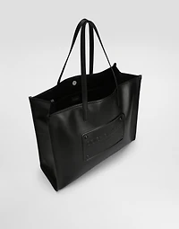 Calfskin shopper with raised logo