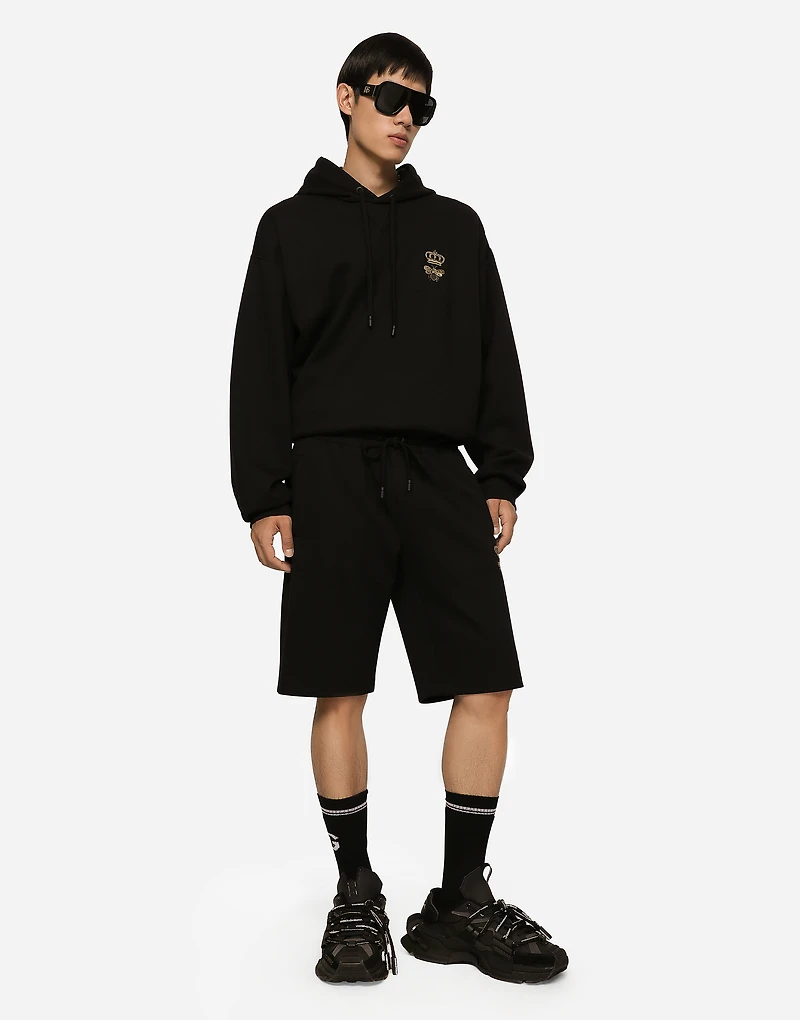 Cotton jersey hoodie with embroidery