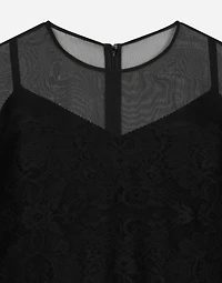 Short organza dress with lace inlay